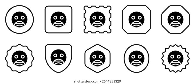 Ícone editável do vetor facial assustado, chocado e petrificado. Parte de uma grande família de conjuntos de ícones. Perfeito para interfaces web e app, apresentações, infográficos, etc