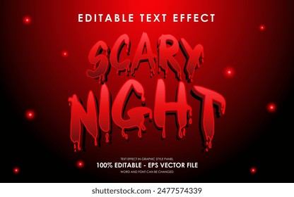 Editable Scary Night Text Effect, Graphic Style Effect, with Background Halloween