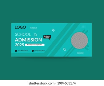 Editable school admission timeline cover layout and web banner template. education Open Flyer Design, abstract education Center brochure, Tuition vector landing page template, school web banner


