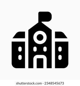 Bearbeitbare Schule, Hochschule, Vektorsymbol. Gebäude, Architektur, Stadt, Bauwesen. Teil einer großen Icon-Set-Familie. Perfekt für Web- und App-Schnittstellen, Präsentationen, Infografiken usw.