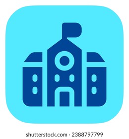 Escuela editable, universidad, construyendo icono vector. Edificio, arquitectura, ciudad, construcción. Parte de una familia de iconos grandes. Perfecto para interfaces web y de aplicaciones, presentaciones, infografías, etc