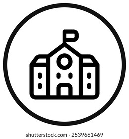 Bearbeitbare Schule, College, Gebäude, Vektorsymbol. Gebäude, Architektur, Stadt, Bau. Teil einer großen Ikone-Set-Familie. Perfekt für Web- und App-Schnittstellen, Präsentationen, Infografiken usw.