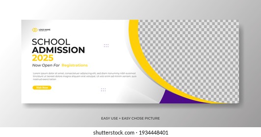 Editable school education admission timeline cover layout and web banner template