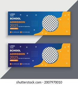 Editable School education education social media cover web banner template school admission social media cover template design professional.