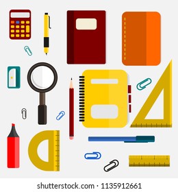 Editable School Equipment Vector Illustration Icons Set for Products Marketing or Education Related Design Project