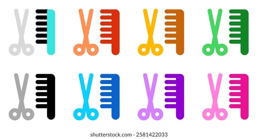 Editable scissors and comb, grooming vector icon. Veterinary, animal, pet care, pet shop. Part of a big icon set family. Perfect for web and app interfaces, presentations, infographics, etc