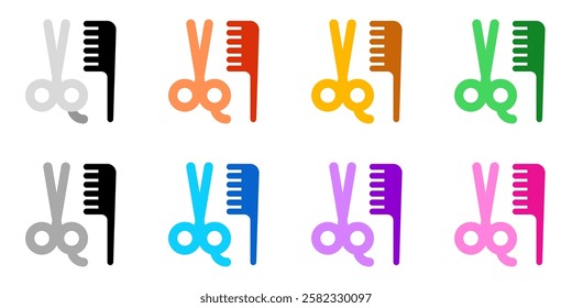 Editable scissors and comb vector icon. Barbershop, lifestyle, grooming. Part of a big icon set family. Perfect for web and app interfaces, presentations, infographics, etc