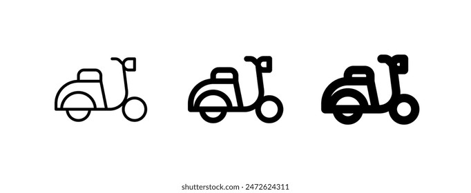 Editierbares Scooter-Vektorgrafik-Symbol. Fahrzeuge, Transport, Reisen. Teil einer großen Icon-Set-Familie. Ideal für Web- und App-Interfaces, Präsentationen, Infografiken usw