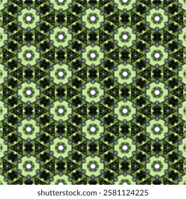 Editable seamless green floral pattern, vector style, perfect for wall stickers, batik motifs, sofa prints, and fashion garments.