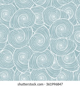 Editable seamless pattern with shells. Marine design.