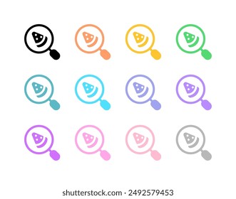 Búsqueda editable de comida, icono de Vector de pizza. Parte de una gran familia de iconos. Perfecto para interfaces de Web y App, presentaciones, infografías, etc