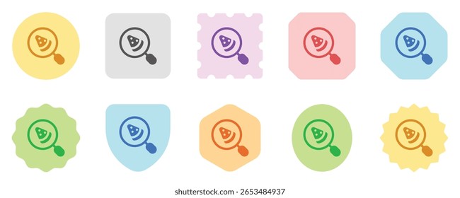 Búsqueda editable de comida, icono de Vector de pizza. Parte de una gran familia de iconos. Perfecto para interfaces de Web y App, presentaciones, infografías, etc