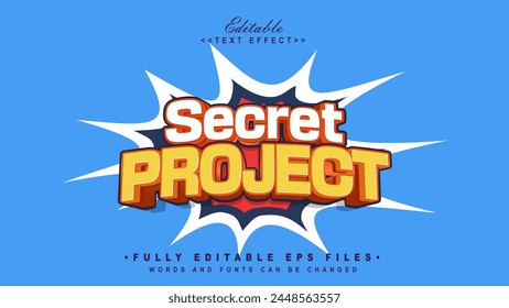 editable secret project text effect.typhography logo