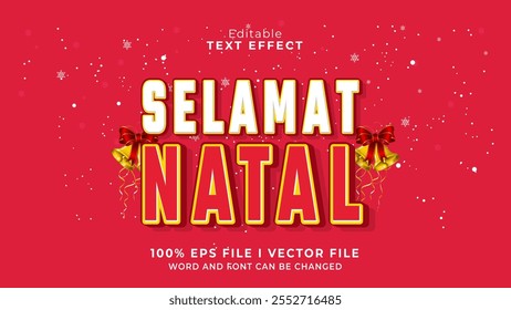 editable selamat natal indonesian languange  text effect.typhography logo