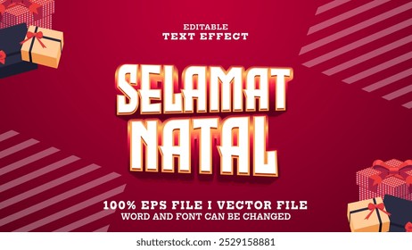 Efecto de texto Natal de Selamat editable. Logo de tifografía