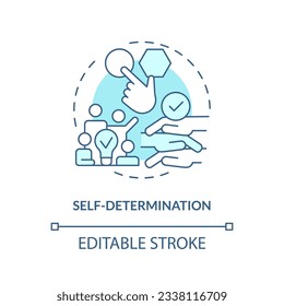 Editable self determination blue icon concept, isolated vector, lobbying government thin line illustration.