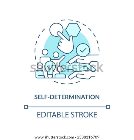 Editable self determination blue icon concept, isolated vector, lobbying government thin line illustration.