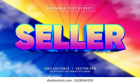 editable seller 3d vector text effect with modern style design