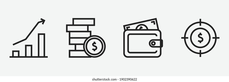 Editable Set Of Business and Finance Icon Line Art Icon Using For Presentation, Website And Application