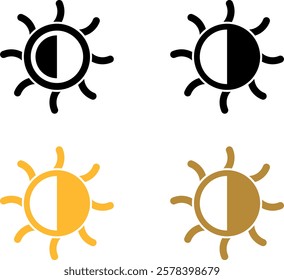 Editable set of color sun, brightness, light icons. Containing sun, brightness, brightness adjustment, light, eclipse, colored icons and more. Vector illustration