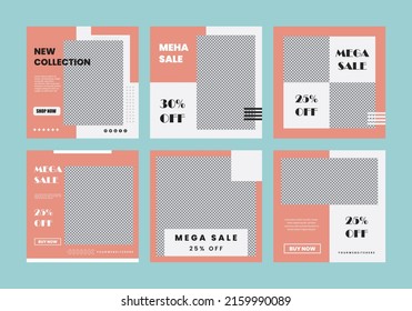 Editable Set of Fashion Post Template Social Media Banners for Marketing. Fashion collection sale social media post.