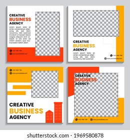 editable set of geometric social media templates with white, red, and yellow background colors. Suitable for social media post and web internet ads.