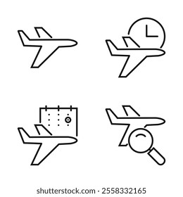 Editable Set Icon of Airplane Travel, Vector illustration isolated on white background. using for Presentation, website or mobile app