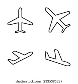 Bearbeitbares Set-Symbol von Flugzeug, Vektorgrafik einzeln auf weißem Hintergrund. Verwendung für Präsentationen, Websites oder mobile App