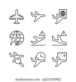 Icono de conjunto editable del aeropuerto, Ilustración vectorial aislada en el fondo blanco. uso para la presentación, el Sitio web o el App móvil