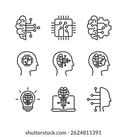 Editable Set Icon of Artificial Intelligence, Vector illustration isolated on white background. using for Presentation, website or mobile app