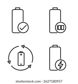 Editable Set Icon of Battery, Vector illustration isolated on white background. using for Presentation, website or mobile app