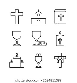 Ícone de conjunto editável de católico cristão, ilustração vetor isolado no fundo branco. usando para apresentação, site ou aplicativo móvel