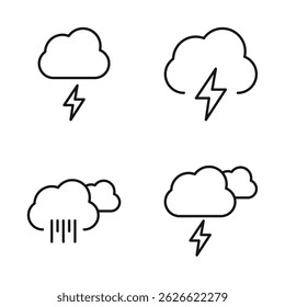 Editable Set Icon of Cloudy and Thunder storm weather, Vector illustration isolated on white background. using for Presentation, website or mobile app
