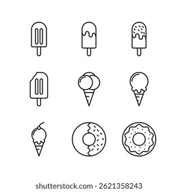 Icono del sistema editable del helado del postre, Ilustración vectorial aislada en el fondo blanco. uso para la presentación, el Sitio web o el App móvil