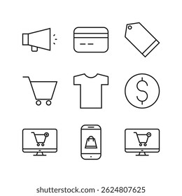 Editable Set Icon of E-Commerce, Vector illustration isolated on white background. using for Presentation, website or mobile app