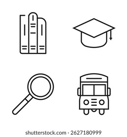 Conjunto editable Icono de Educación y aprendizaje, Ilustración vectorial aislada sobre fondo blanco. uso para presentación, Sitio web o App móvil