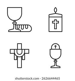 Editable Set Icon of Eucharistic liturgy Catholic, Vector illustration isolated on white background. using for Presentation, website or mobile app