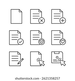 Icono de conjunto editable de archivos, Ilustración vectorial aislada sobre fondo blanco. uso para presentación, Sitio web o App móvil