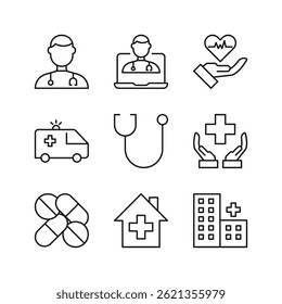Editable Set Icon of Healthcare, Vector illustration isolated on white background. using for Presentation, website or mobile app