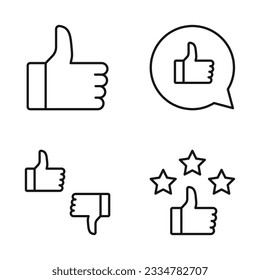 Editable Set Icon of Like Thumbs, Vector illustration isolated on white background. using for Presentation, website or mobile app