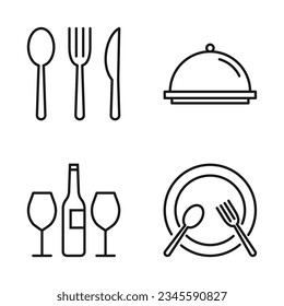 Editable Set Icon of Restaurant, Vector illustration isolated on white background. using for Presentation, website or mobile app