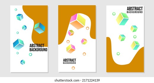 conjunto editable de plantillas de historias de redes sociales. fondo abstracto con elementos de cubo. diseño de moda para publicación en medios sociales