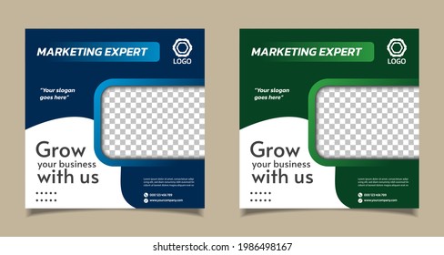 Editable set square banner digital marketing agency social media post promotion template
