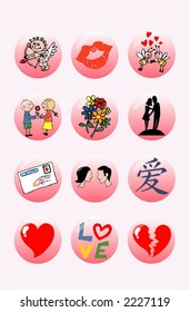 Editable set of vector symbols, signs and icons (love)