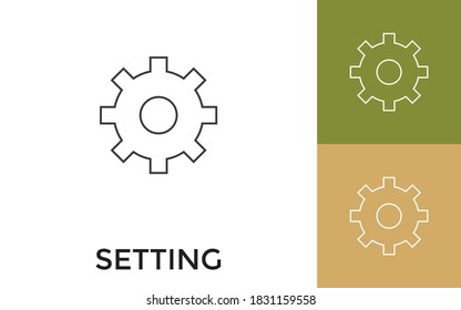 Editable Setting Thin Line Icon with Title. Useful For Mobile Application, Website, Software and Print Media.