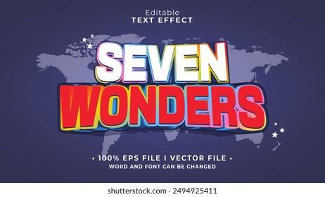 editable seven wonders text effect.typhography logo