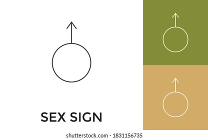 Editable Sex Sign Thin Line Icon with Title. Useful For Mobile Application, Website, Software and Print Media.