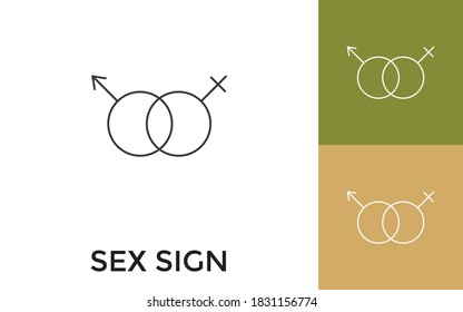 Icono de línea delgada de signo sexual modificable con título. Útil para aplicaciones móviles, sitio web, software y medios impresos.