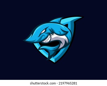 Editable shark mascot logo template