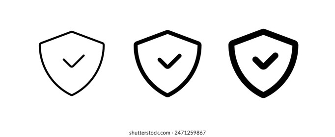 Escudo editable, icono de Vector de seguro. Parte de una gran familia de iconos. Perfecto para interfaces de Web y App, presentaciones, infografías, etc